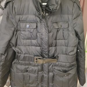 Kenneth Cole Reaction Black Quilted Belted Puffer Coat
